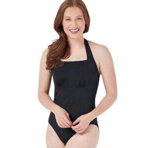 AmberNoon II  NWOT One-Piece Halter Top Swimsuit in Black Size 20W